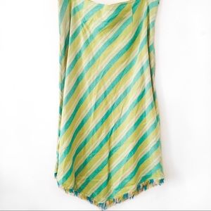 Green and blue stripped and tousled skirt